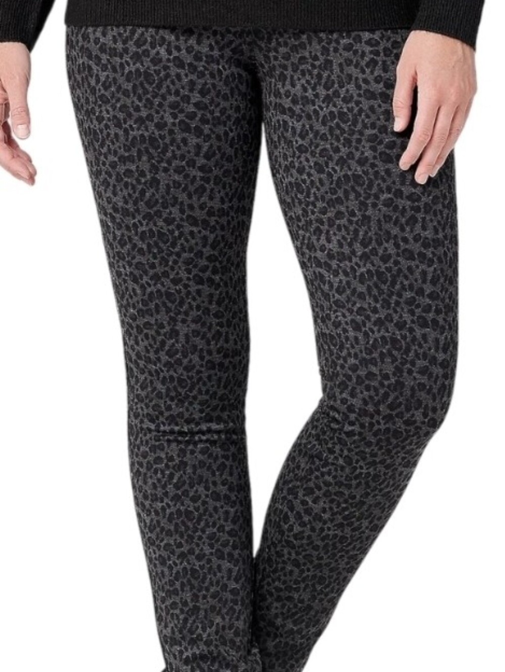 NYDJ Charcoal and Black Cheetah Leggings Lift & Tuck